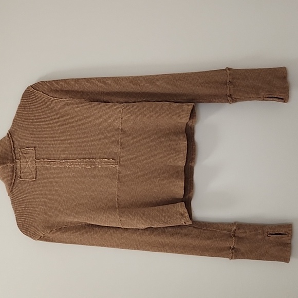 We The Free Ribbed Knit Pullover Half Zip Mock Neck Top Size Large - Picture 13 of 16